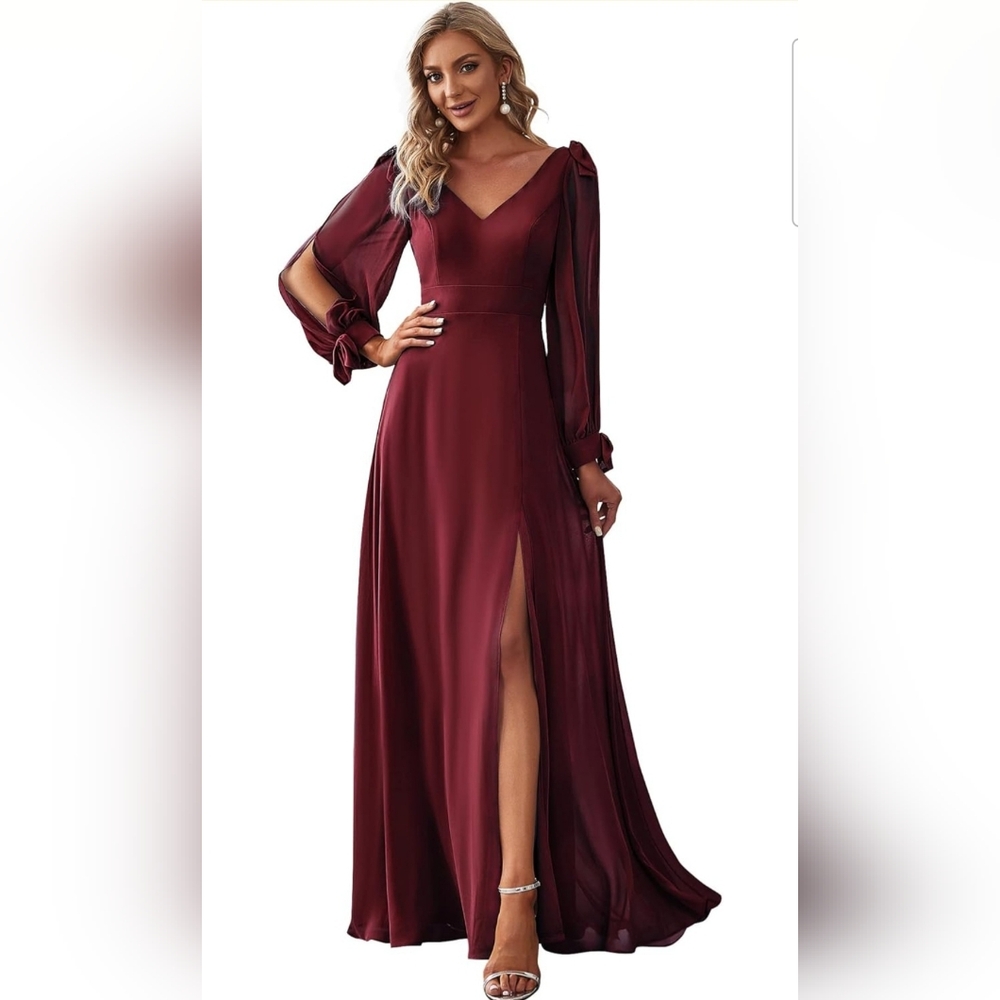 Elegant Burgundy Evening Gown